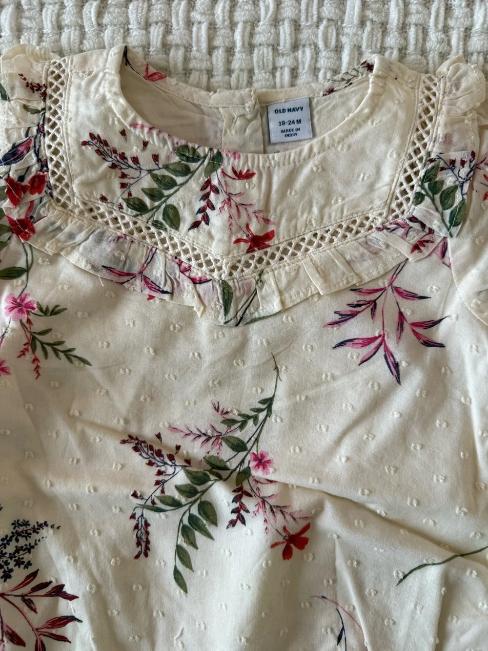 Old Navy Cream Floral Long-Sleeve Baby Romper
